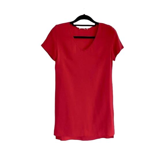 Amanda Uprichard Red Silk Mini Shift Dress V-neck Size M - Picture 5 of 5
